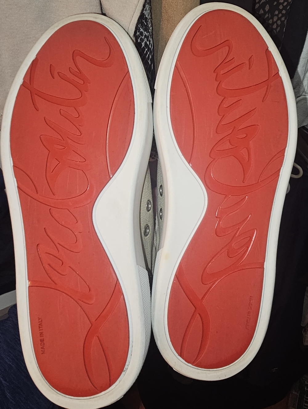 Christian Louboutin Sneakers Simplerui Flat Beigebianco Platform Canvas Low Top - Picture 4 of 12